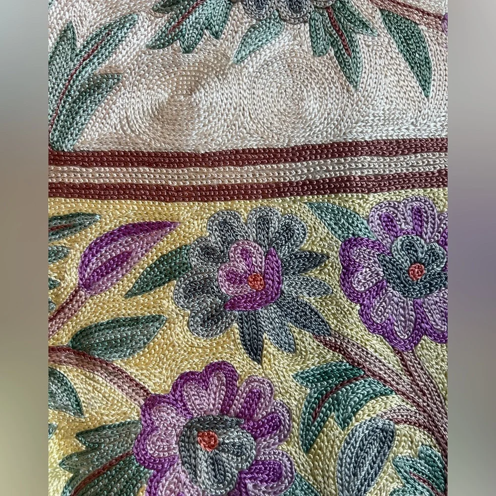 Floral Tapestry with Purple and Green Accents